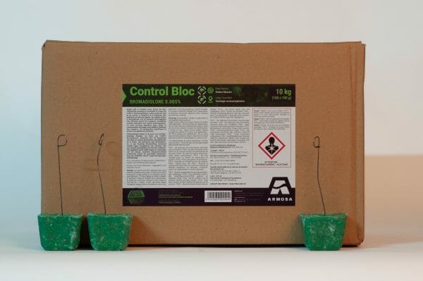 control bloc (BE2013-0025) 10 kilo rodennticide ratten muizen bromadiolonne 0,005% gesloten circuit professioneel gebruik gebruiksklaar vochtbestendig lokaas